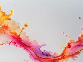 Bright and vibrant watercolor splash creating a dynamic visual effect on a blank background photo