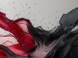 Abstract red and black flowing texture with droplets. photo