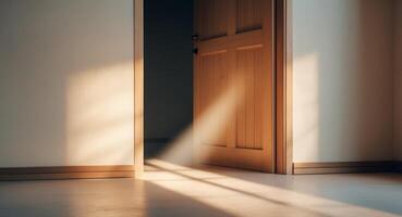 Mysterious Light Streaming Through Open Door. photo