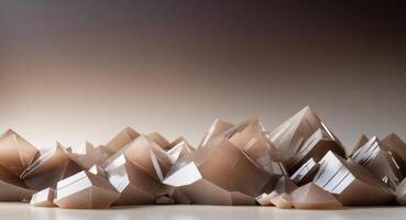 Mocha mousse crystalline structures with luminous fractures under soft light. photo