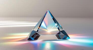 triangle crystal prism refraction light on floor gradient illuminated photo