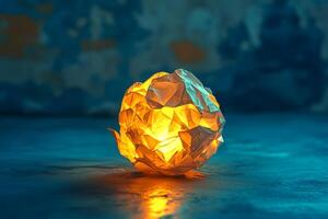 A paper ball with a light inside of it photo