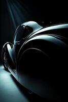 Vintage Luxury Car in Dramatic Lighting Showcasing Sleek Curves and Classic Design photo