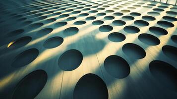 Modern Architectural Design with Circular Patterns and Sunlight Shadow photo