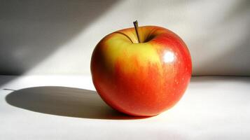 A red and green apple on a white surface photo