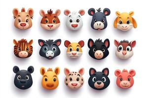 A collection of animal faces with the head of a bear in the middle photo