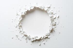 A white circle with a hole in the middle photo