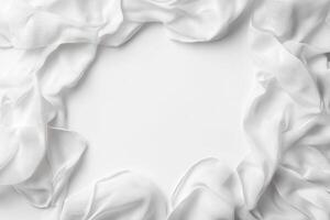 Elegant White Fabric Background with Soft Folds and Textured Surface photo