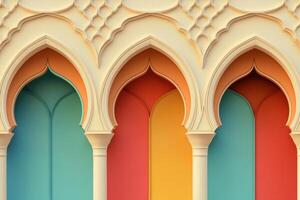 A mosque with arches in different colors photo