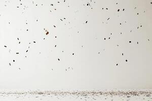 Minimalist Celebration Scene with Falling Confetti photo
