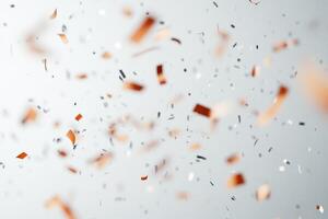 A lot of confetti is falling from the sky photo
