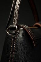 A black purse with a gold clasp photo