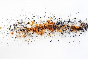 A white background with a line of orange, black, and blue pieces photo