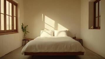Minimalist Bedroom Interior with Natural Light and Simple Decor photo