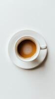 Minimalist Overhead View of a Coffee Cup on White Background photo