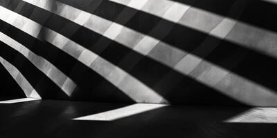 Abstract Shadows and Light Patterns on a Wall Creating a Modern Geometric Design in Black and White photo