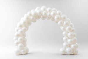 A white arch made of balloons photo