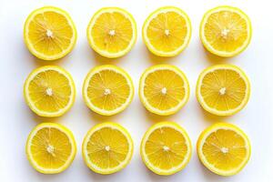 A row of yellow lemon slices photo