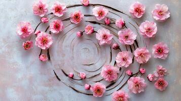 A pink flower arrangement with a white background photo