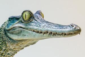 A baby alligator with a yellow eye photo