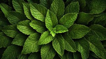 A close up of green leaves with a green stem photo