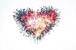 Heart-Shaped Fireworks Display Against Clear Night Sky photo