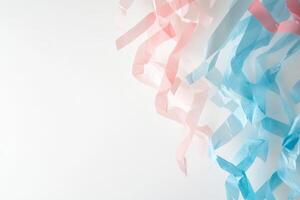 Colorful Pastel Ribbons on White Background Creating a Festive and Cheerful Atmosphere photo