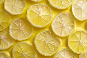 A close up of a yellow lemon with the rind still on photo