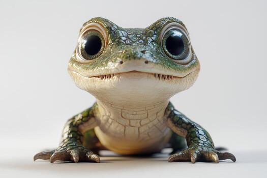 A cartoon frog with big eyes and a smile on its face photo