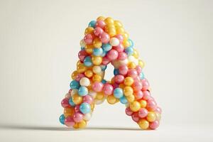Colorful Balloon Letter A Sculpture on Neutral Background photo