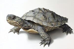 A turtle is laying on its back with its head up photo