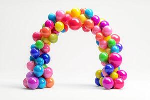 Colorful Balloon Arch on White Background Perfect for Celebrations and Parties photo