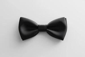Elegant Black Bow Tie on White Background Perfect for Formal Events and Fashion Concepts photo