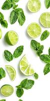 A close up of lime and mint leaves photo