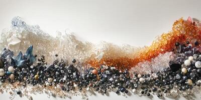 Vibrant abstract art piece featuring a blend of colorful glass and ceramic elements, creating a dynamic visual flow. photo