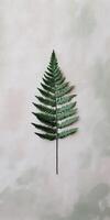 Minimalist Botanical Art Featuring a Single Fern Leaf on a Soft Pastel Background photo