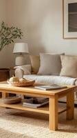 Cozy Minimalist Living Room with Neutral Tones and Natural Light photo
