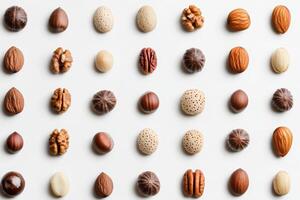 Assorted Edible Nuts and Seeds Arranged on a Light Background photo