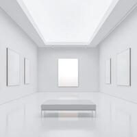 Minimalist Art Gallery Interior Design with White Walls and Natural Light photo