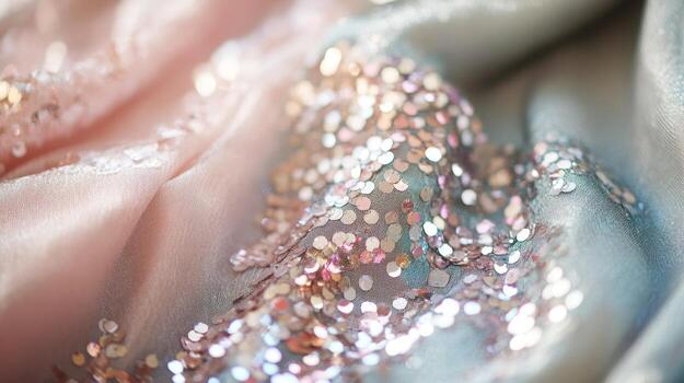 Shimmering Fabric with Iridescent Sequins in Soft Pastel Colors photo