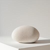 Smooth White Stone on Minimalist Surface with Soft Shadows photo