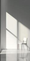 Minimalist Modern Chair with Light and Shadow in Bright Interior Space photo