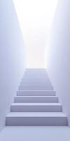 Minimalist White Staircase Leading to Bright Light Above photo