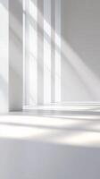 Sunlight Streaming Through Minimalist Modern Interior with White Walls photo