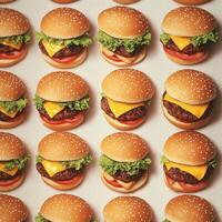 Delicious Cheeseburgers on a Light Background for Food Photography photo