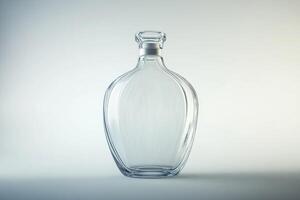 Elegant Clear Glass Bottle with Minimalist Design on Soft Gradient Background for Product Display photo