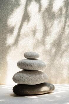 tranquilo zen Roca apilar con suave oscuridad y natural ligero para meditación y relajación conceptos foto