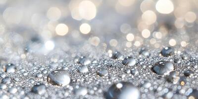 Close-Up of Water Droplets on a Shiny Surface with Bokeh Effect photo