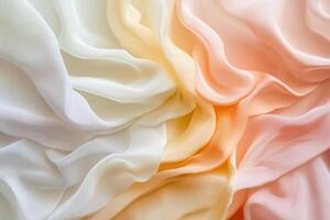 Elegant Soft Pastel Fabric Textures with Flowing Waves in Cream, Peach, and Yellow Hue photo