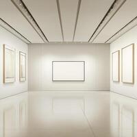Modern Art Gallery Interior with Empty Frames and Minimalist Design photo